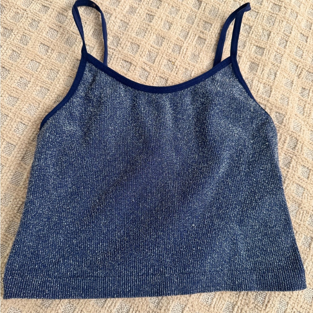 Sparkly Blue Ribbed Crop - Picture 2 of 6